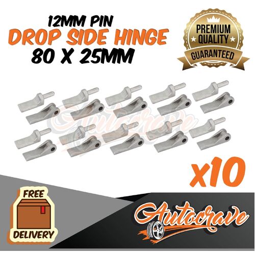 10x Drop Side Hinge | 80 x 25mm| 12mm Pin | Door Tailgate Truck Trailer