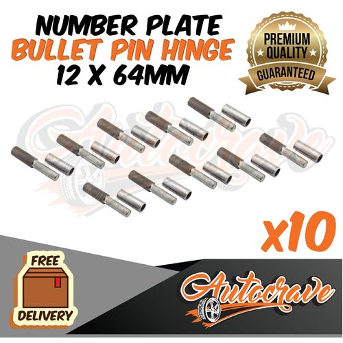 10x Bullet Pin Hinge Weldable | 12 x 64mm | Door Number Plate Truck Trailer