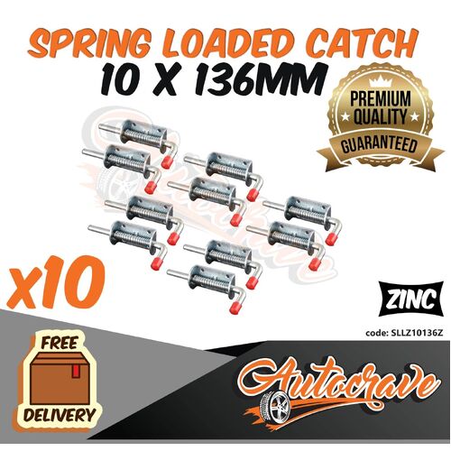 10x Spring Bolt Latch Catch Zinc Plate 10x136mm Truck Trailer Tail Gate Fastener