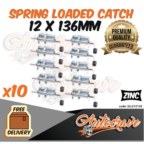 10x Spring Bolt Latch Catch Zinc Plate 12x136mm Truck Trailer Tail Gate Fastener