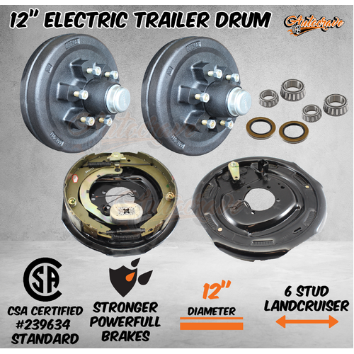 Trailer 12" Electric Brake Hub Drum With Electric Backing Plate Caravan Boat 2T