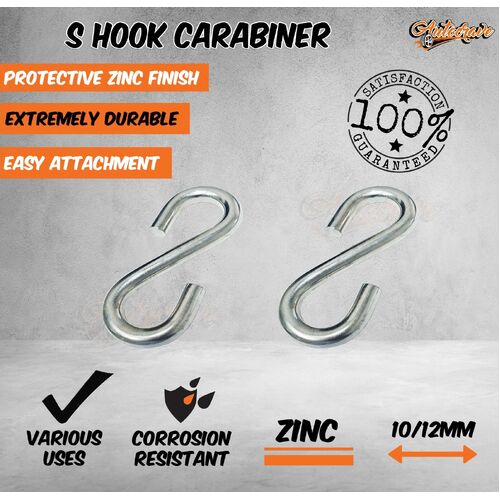 S Hook Carabiner Steel 10/12mm Trailer Caravan Connecting Link Rope Chain Sling