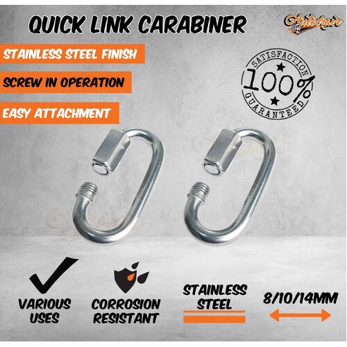 Quick Link Stainless Steel Carabiner 8/10/14mm Clip Bolt Camping Climbing Lock