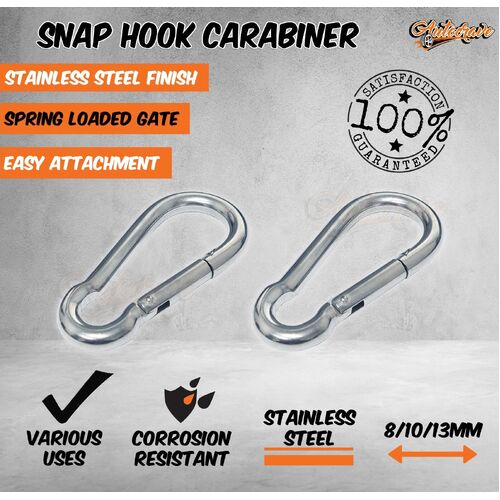 Snap Hook Stainless Steel Carabiner 8/10/13mm Clip Bolt Camping Climbing Lock