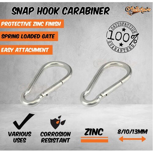 Snap Hook Zinc Carabiner 8mm/10mm/13mm Clip Bolt Camping Climbing Lock Key Ring