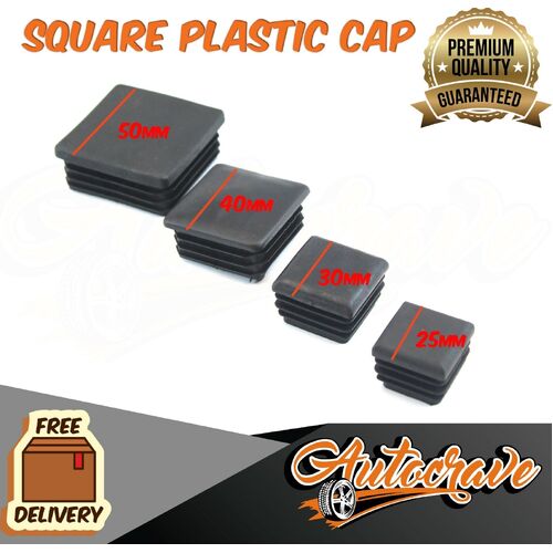 Black Plastic End Square Cap Tube Pipe Insert Box Cover Plug Blanking Trailer BB