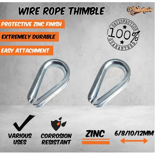 Wire Rope Thimble Zinc 6/8/10/12mm Webbing Cable Ferrule Hook Eyelet End Loop