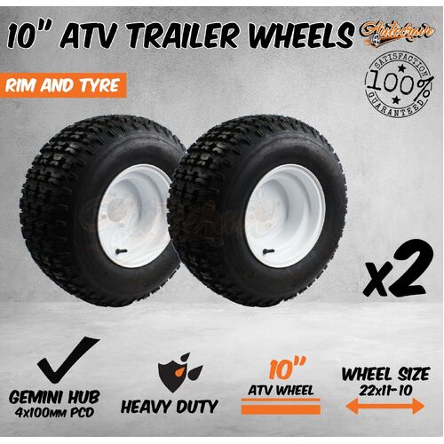 10" Atv Rim & Tyre Wheel Set 4 Stud 22x11-10" 135kg Quad Bike Mower Trailer Farm