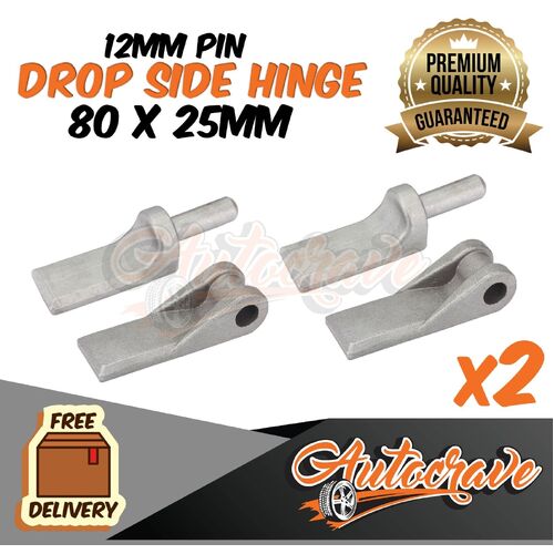 2x Drop Side Hinge | 80 x 25mm| 12mm Pin | Door Tailgate Truck Trailer