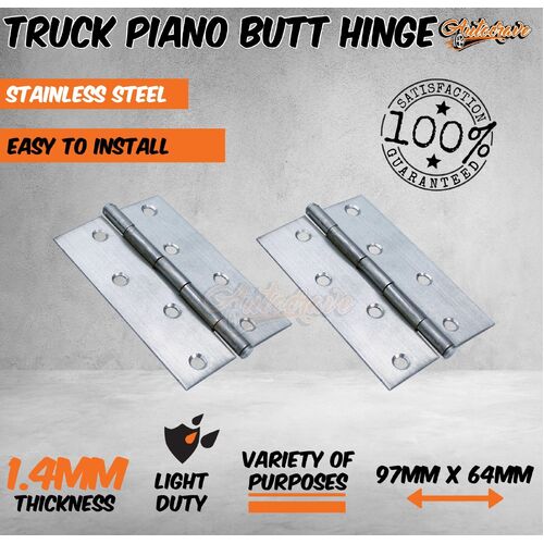 Piano Hinge Stainless Steel 97x64mm Butt Hinge Truck Trailer Body Door Cabinet