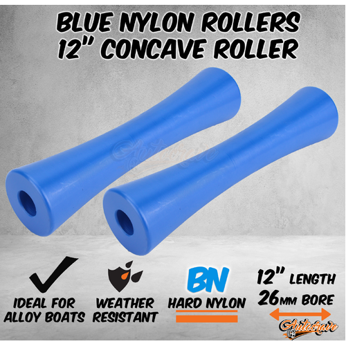 2xblue Nylon Roller 12" Concave Keel Roller 26mm Bore Alloy Boat Trailer Plastic