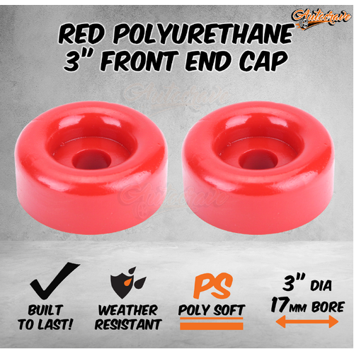 2 Red Poly Soft Roller 3" Front End Cap 17mm Bore Fiberglass Boat Marine Trailer