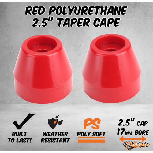 2x Red Poly Soft Roller 2.5" Taper Cap 17mm Bore Fiberglass Boat Marine Trailer