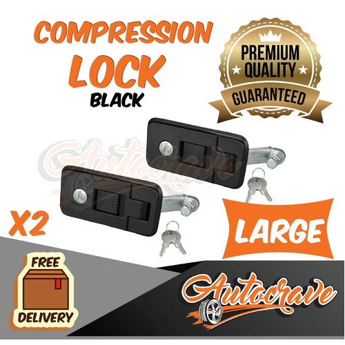 2x Compression Locks | Large | Black | Push Latch Tool Box Camper Trailer