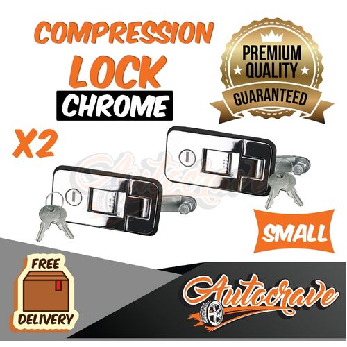 2x Compression Locks | Small | Chrome | Push Latch Tool Box Camper Trailer