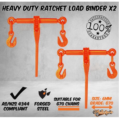 2x Ratchet Load Binder Transport Chain LC2300kg Dog Binding Trailer Tie Down 6mm