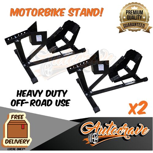 2 x Trailer Motorbike Motor Motorcycle Stand Adjustable Offroad Heavy Duty Wheel