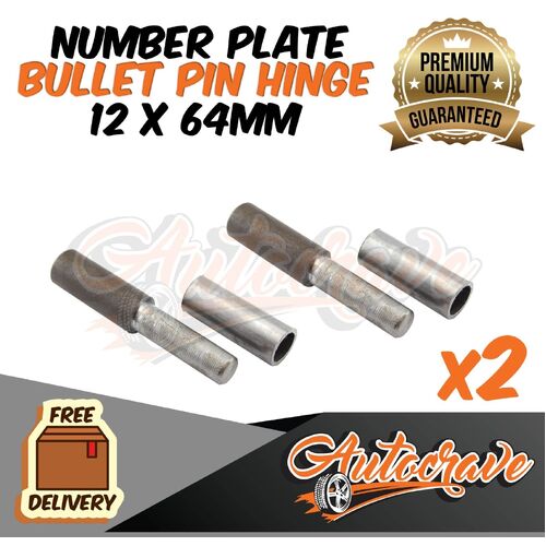 2x Bullet Pin Hinge Weldable | 12 x 64mm | Door Number Plate Truck Trailer