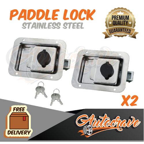 2x Paddle Latch Lock | Stainless Steel | Trailer Caravan Truck Ute Tool Box