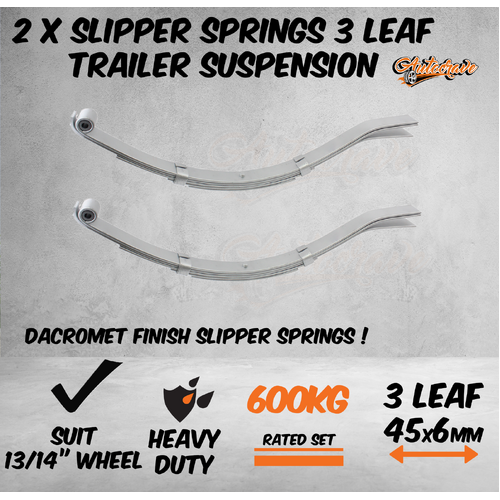 2x 3 Leaf Spring Dacromet Trailer Galvanised Slipper Spring Suspension 600kg Pr