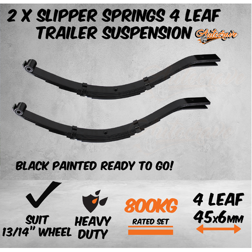 2x 4 Leaf Spring Trailer Slipper Spring Suspension Slipper Eye Pair 800kg Black