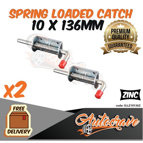 2x Spring Bolt Latch Catch Zinc Plated Truck Trailer Ute Float Railing Tail Gate