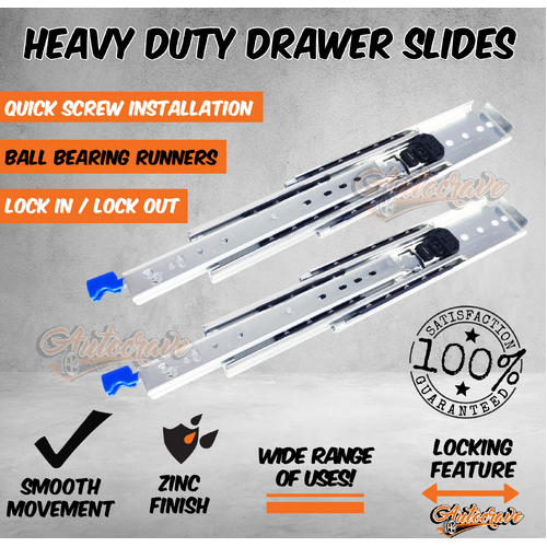 Heavy Duty Drawer Slides Full Extension Locking 1000mm 200kg 4WD Fridge Trailer