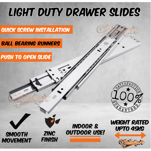 Push Out Drawer Slides Runners Push To Open 300mm 4WD 45kg Caravan Trailer Draw