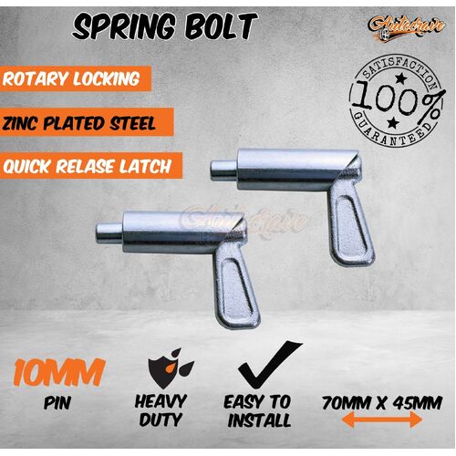 Spring Bolt Rotary Locking 70x45mm Zinc 10mm Pin Drawer Door Latch Catch Trailer