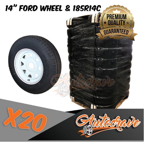 20x 14" Ford Wheel & 185R14 Light Truck Tyre Premium Commercial Grade