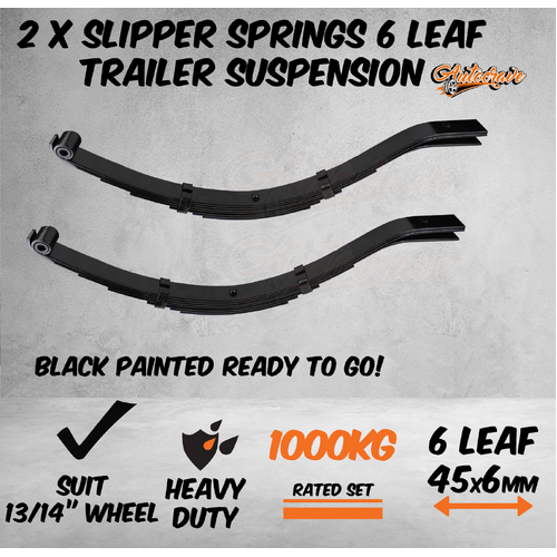 2x 6 Leaf Spring Trailer Slipper Spring Suspension Slipper Eye Pair 1000kg Black