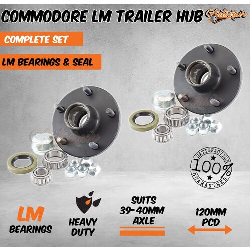 Commodore 5 Stud Hub Complete With LM Bearing Kit For Trailer, Caravan & Boat