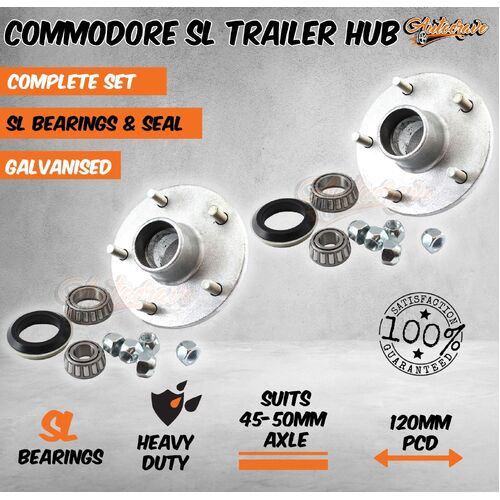 Commodore 5 Stud Trailer Galvanised Hub With SL Bearing Kit For Trailer Caravan