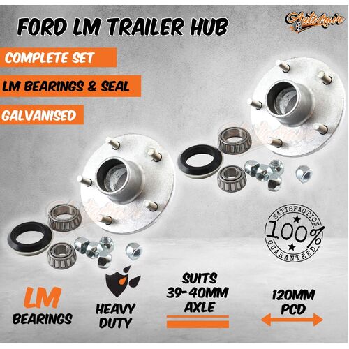 Ford 5 Stud Trailer Hub Galvanised With LM Bearing Kit Caravan Boat Trailer Jet