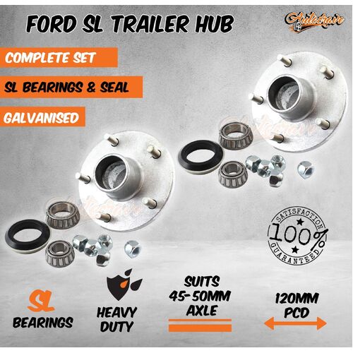 Ford 5 Stud Trailer Hub Galvanised With SL Bearing Kit Caravan Boat Trailer Jet