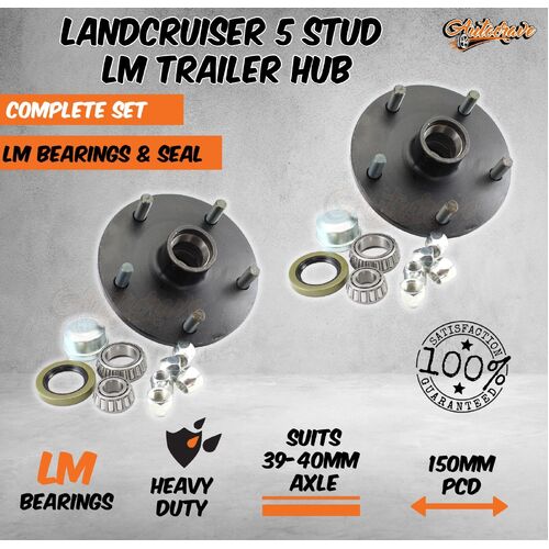 Land Cruiser 5 Stud Hub With LM Bearing Kit Trailer Caravan Boat Premium Product