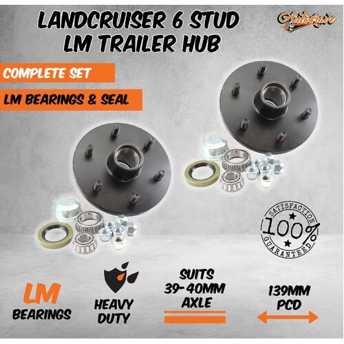 Land Cruiser 6 Stud Hub With LM Bearing Kit Trailer Caravan Boat Premium Product