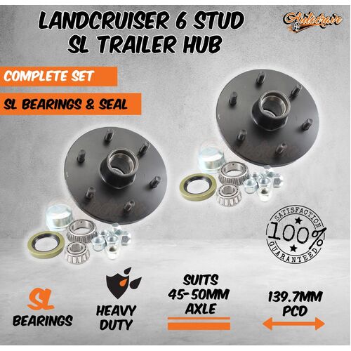 Land Cruiser 6 Stud Trailer Hub With SL Bearing Kit For Trailer, Caravan & Boat