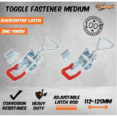 x2 Toggle Fastener Zinc Medium Overcentre Latch Over Trailer Truck Ute 4WD