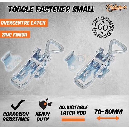 x2 Toggle Fastener Zinc Small Overcentre Latch Over Trailer Truck Ute 4WD