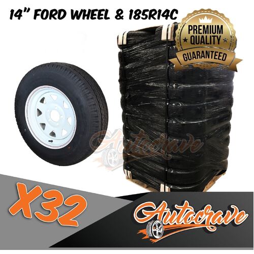 32x 14" Ford Wheel & 185R14 Light Truck Tyre Premium Commercial Grade