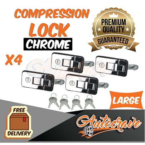 4x Compression Locks | Large | Chrome | Push Latch Tool Box Camper Trailer