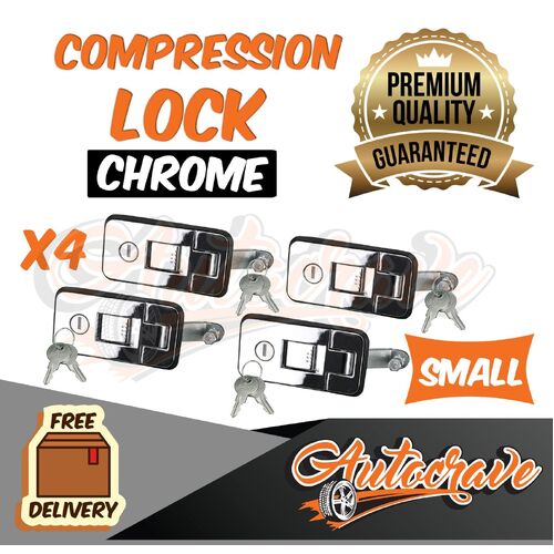 4x Compression Locks | Small | Chrome | Push Latch Tool Box Camper Trailer