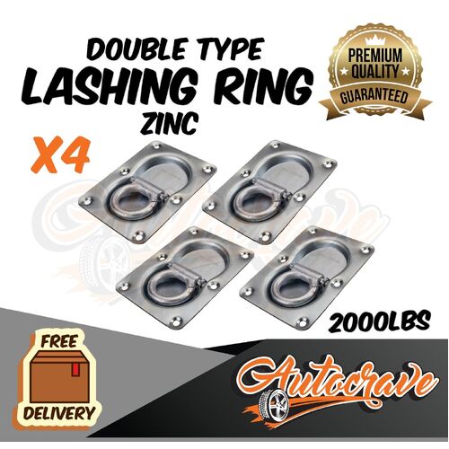 4x Double Type Lashing Ring | Tie Down Point Anchor Ute Trailer 105X145mm