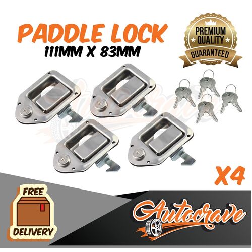 4x Paddle Latch Lock Stainless Steel 111mm x 83mm Trailer Caravan Truck Tool Box