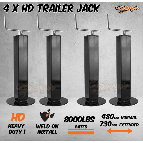 4 x Trailer Caravan Boat Jack Stand 3600kg Rated Heavy Duty Extendable Leg