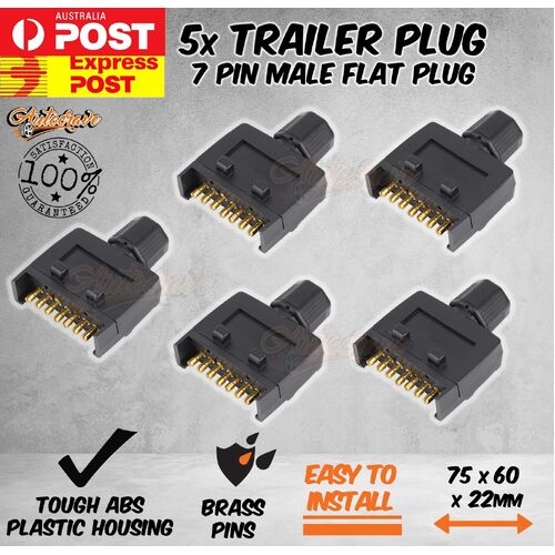 5X Trailer Plug 7 Pin Flat Male Adaptor Caravan Boat Car Connector Part Adapter