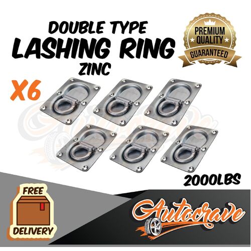 6x Double Type Lashing Ring | Tie Down Point Anchor Ute Trailer 105X145mm