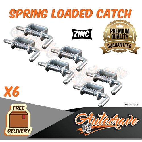 6x Spring Bolt Latch Catch Zinc Plated Truck Trailer Ute Float Railing Tail Gate