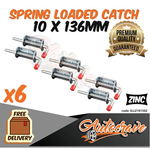 6x Spring Bolt Latch Catch Zinc Plate 10x136mm Truck Trailer Tail Gate Fastener